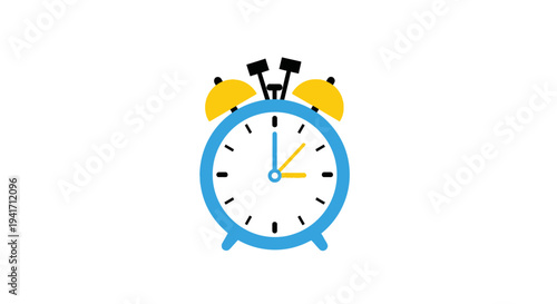 Cartoon alarm clock illustration on white background for time and punctuality