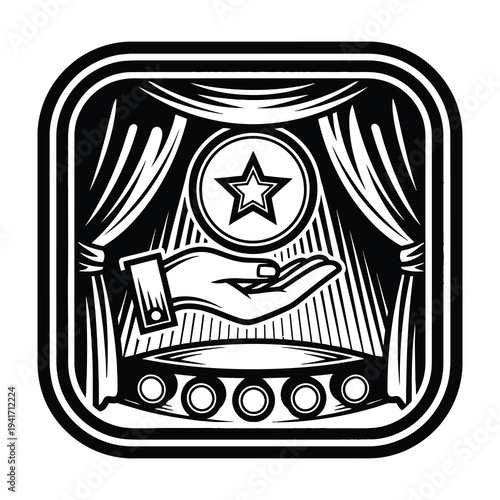 Magician show hand star symbol stage performance