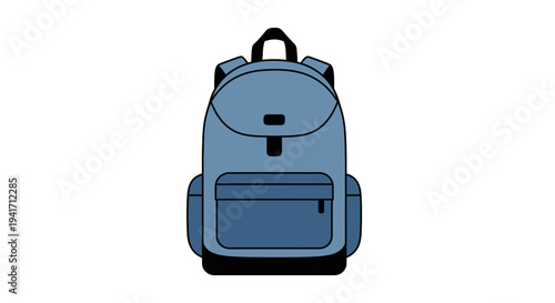 Blue backpack illustration isolated on white background for education and travel
