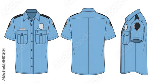Illustration of a Light Blue Security Guard Uniform Shirt.