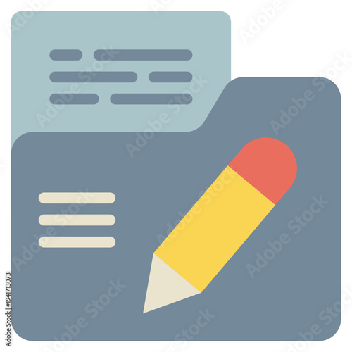 folder data storage save document writing flat style icon