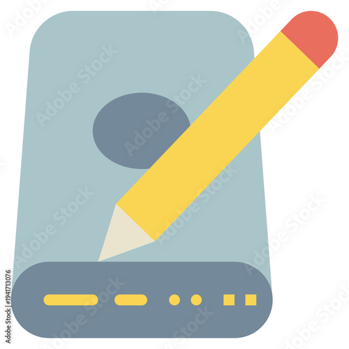 harddisk hardware data storage backuup writing sign flat style icon