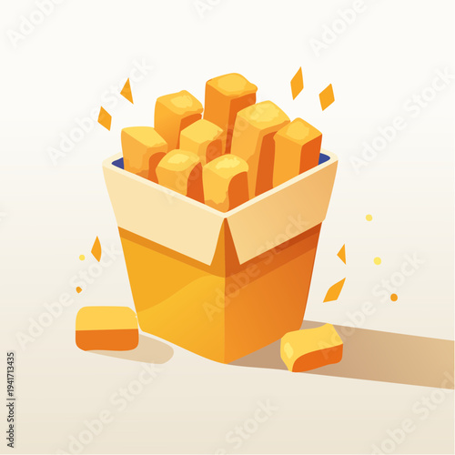 Golden, crispy, and delightful fast food potatoes served in a classic container, ready for a satisfying snack