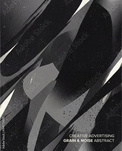 Abstract Black, Grey, and White Background with Grain and Noise Texture, Creative Advertising and Design Concept