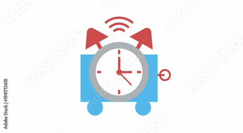 Stylized alarm clock illustration on white background for time and reminder concepts