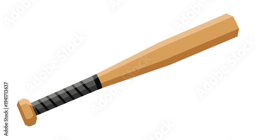 Wooden baseball bat isolated on white background for sports recreation