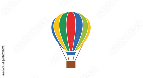 Colorful hot air balloon graphic against a clean white background