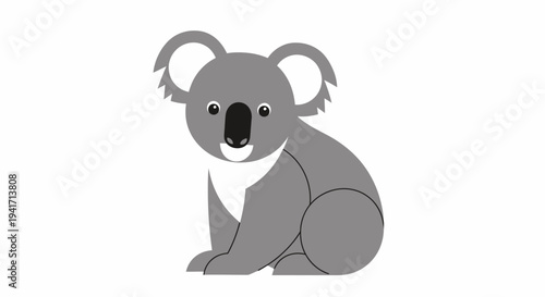 Cartoon koala illustration sitting and looking directly at the viewer