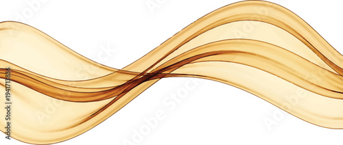 Golden Wavy Smoke on White Background