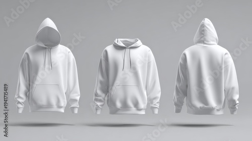 Obraz na płótnie Three White Hoodies Mockup
