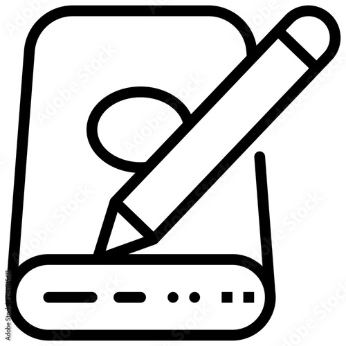harddisk hardware data storage backuup writing sign simple line icon