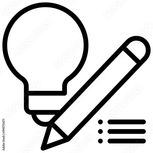 light bule idea writing list simple line icon
