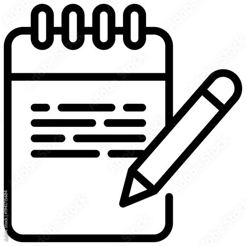 memory memo notebook paper pen pencil simple line icon