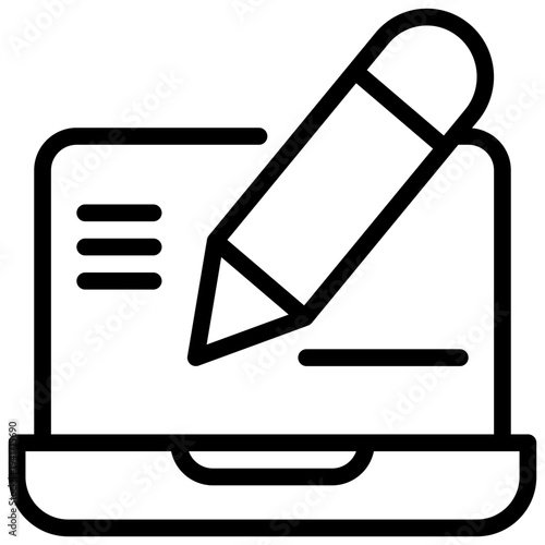 laptop network online cyber signature sign simple line icon