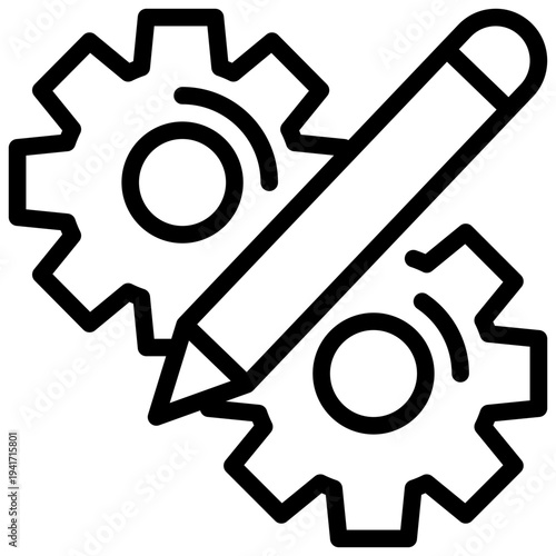system setting gear wheel writing simple line icon