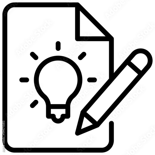 writing idea paper document light bulb simple line icon