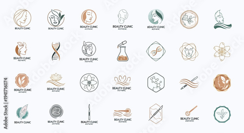 Beauty Clinic Logo Collection: Elegant Icons for Skincare, Wellness, and Cosmetics