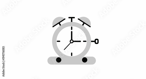 Minimalist alarm clock illustration on white background for time management concept