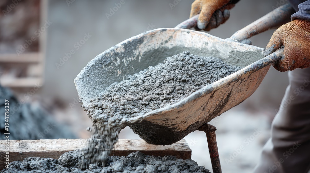 custom made wallpaper toronto digitalA construction worker carefully pours concrete from a wheelbarrow onto a wooden form.