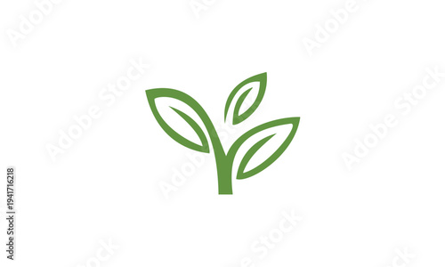 Minimalist green sprout logo design representing growth and nature.