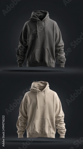 Obraz na płótnie Two Plain Hoodies on Dark Background