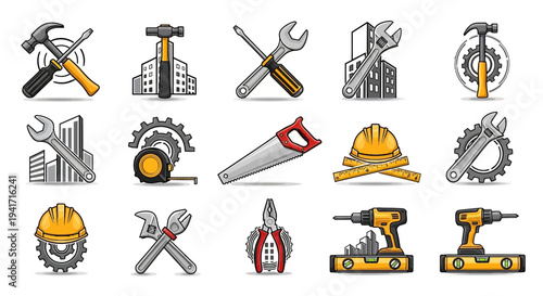 Construction Tools and Building Icons Set