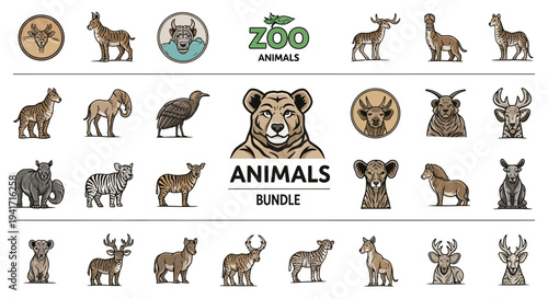 Zoo Animals Bundle: Diverse Wildlife Collection - Vector Icons & Illustrations