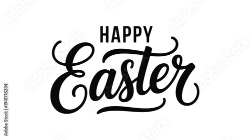 Happy easter hand lettering design against a plain white background