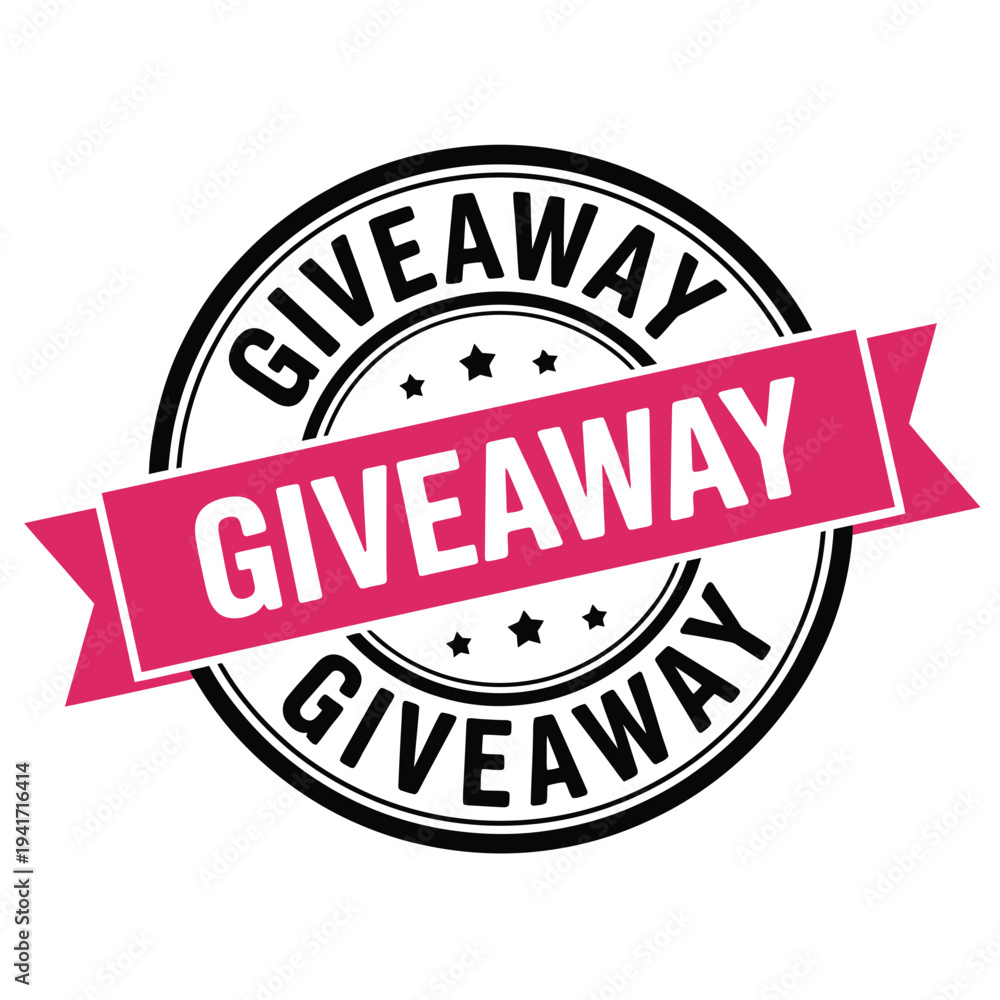 Fototapeta premium A circular giveaway badge with a pink ribbon banner design