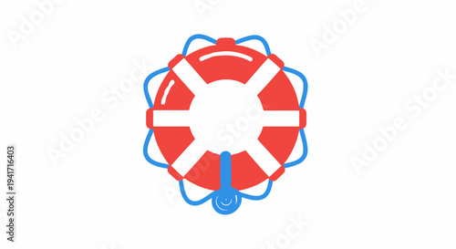 Graphic illustration of a red and white life preserver isolated on white background