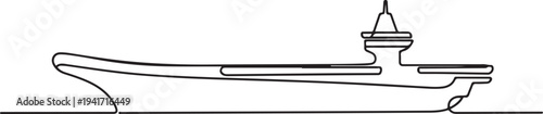 aircraft carrier line vector illustration. one line art icon drawing vector