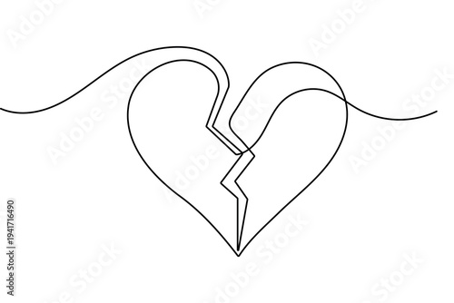 Minimalist love shape continuous one line drawing vector illustration on white background
