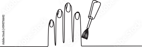 Manicure three fingers and brush. one line art icon drawing vector