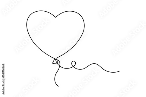 Minimalist love shape continuous one line drawing vector illustration on white background
