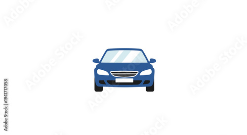 Blue sedan car isolated on white background for transportation concepts
