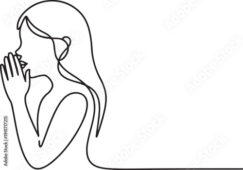 girl whispers, in secret. one line art icon drawing vector