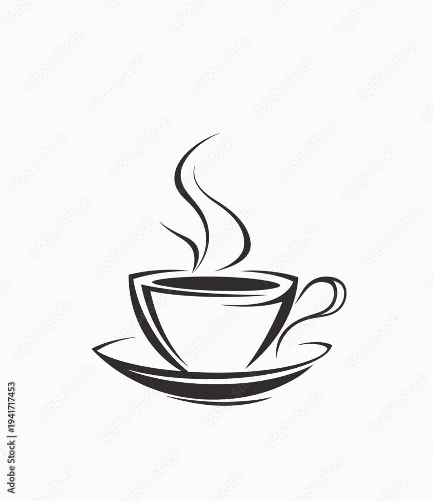 Obraz premium Minimalist coffee cup illustration with steam on white background design