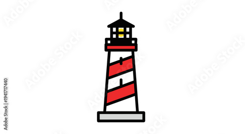 Stylized lighthouse illustration isolated on white background for various uses