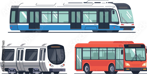 Vibrant vector illustration showcasing various public transportation vehicles on the move