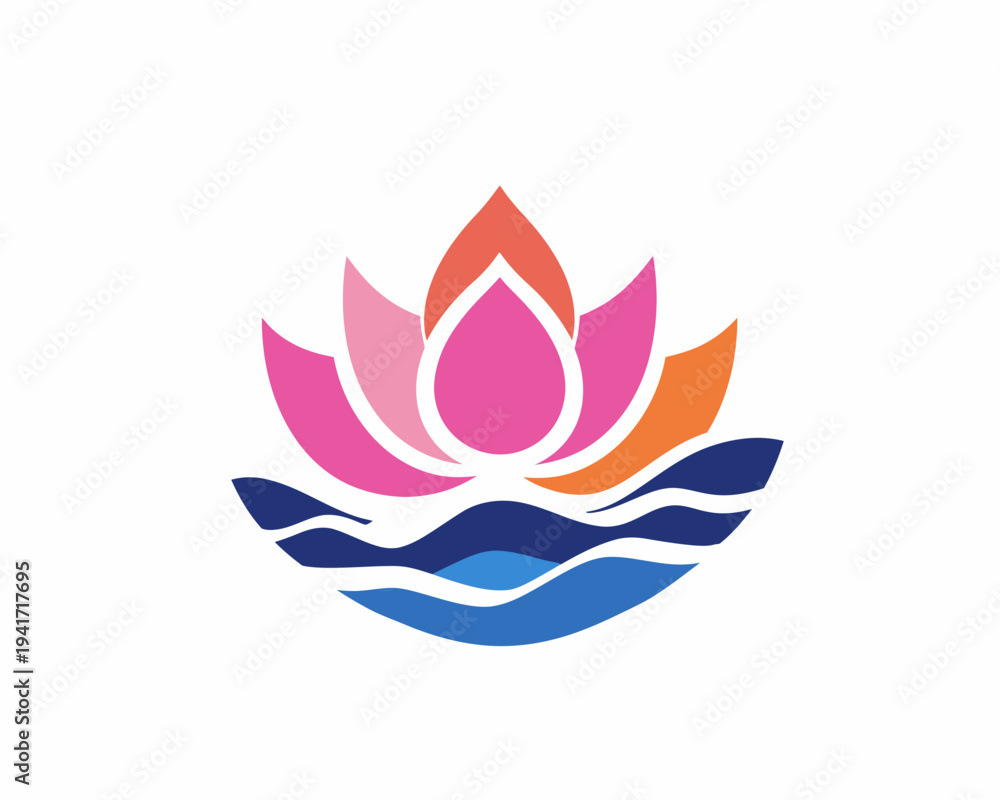 Obraz premium Colorful lotus flower logo on white background design for business concepts