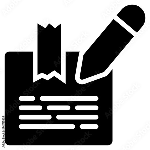 note memo memory writing pen pencil solid glyph icon