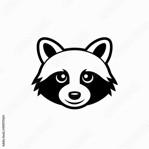 Black and white raccoon head logo design illustration concept vector