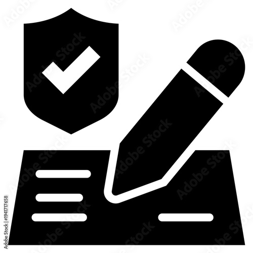 safety check security signature sign solid glyph icon
