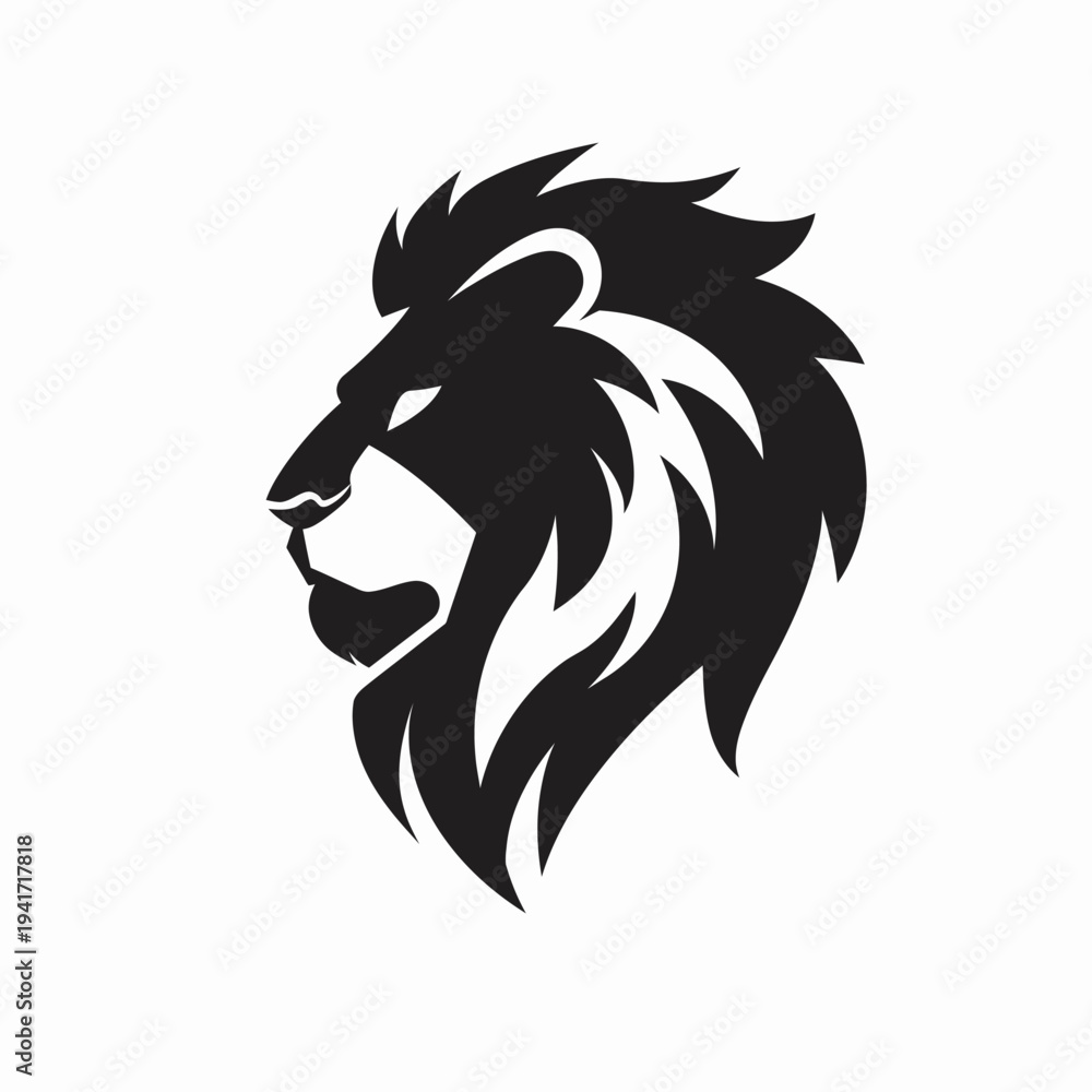 Fototapeta premium Bold black lion head emblem design strong powerful animal symbol vector