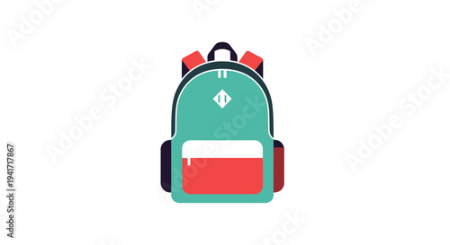 Vibrant illustrated backpack on white background ready for school or travel