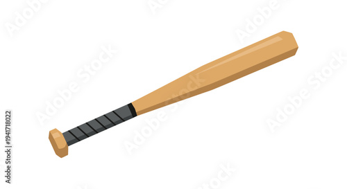 Wooden baseball bat illustration isolated on white background