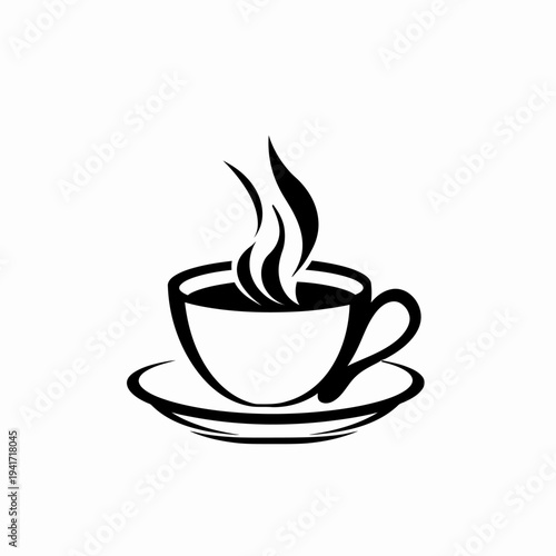 Steaming coffee cup and saucer illustration on a white background