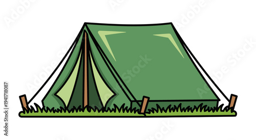 Green tent illustration camping outdoors adventure isolated