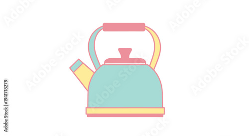 Minimalist illustration of a pastel colored kettle on a white background