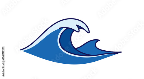Stylized blue wave illustration against white background for design